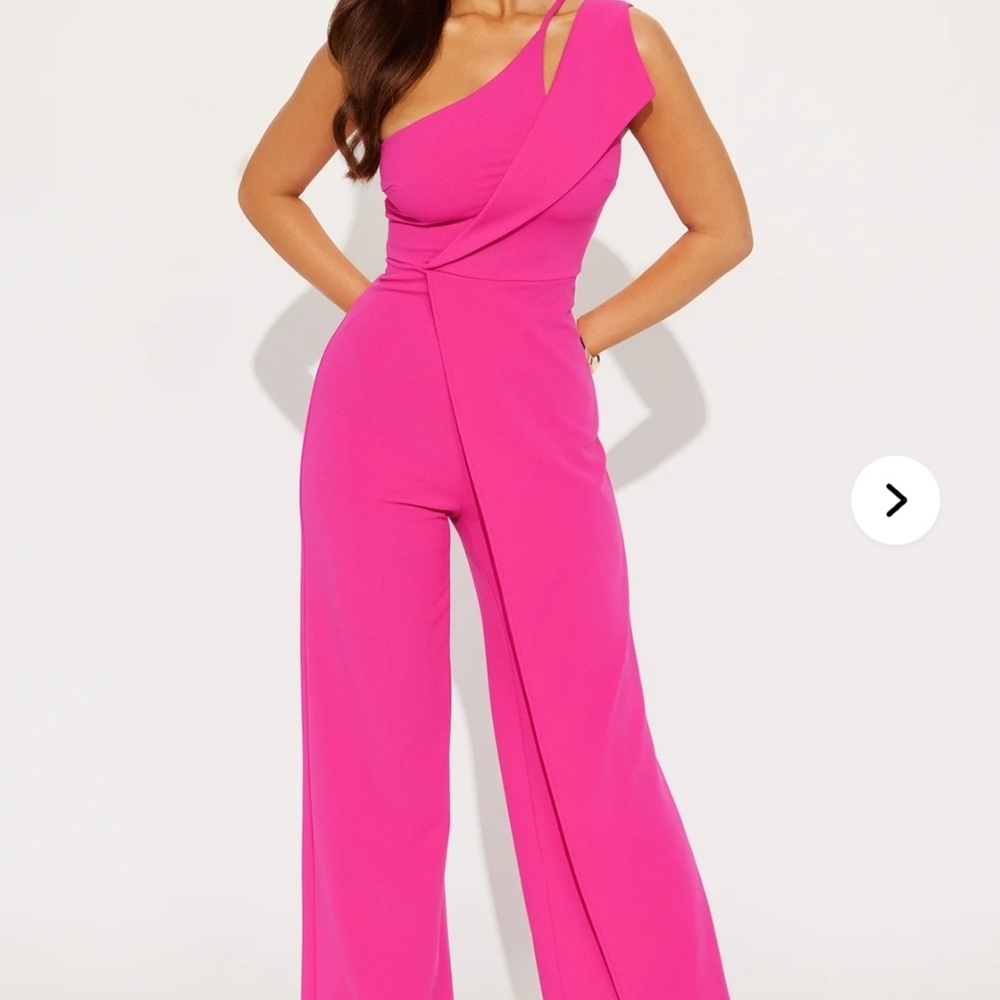 Fashion Nova Elegant Pink One-Shoulder Jumpsuit